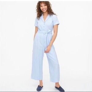 J. Crew Linen Blend Wide Leg Cropped
Jumpsuit Blue sz